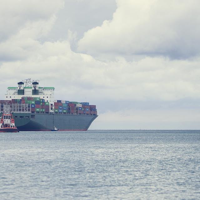 A container ship at sea