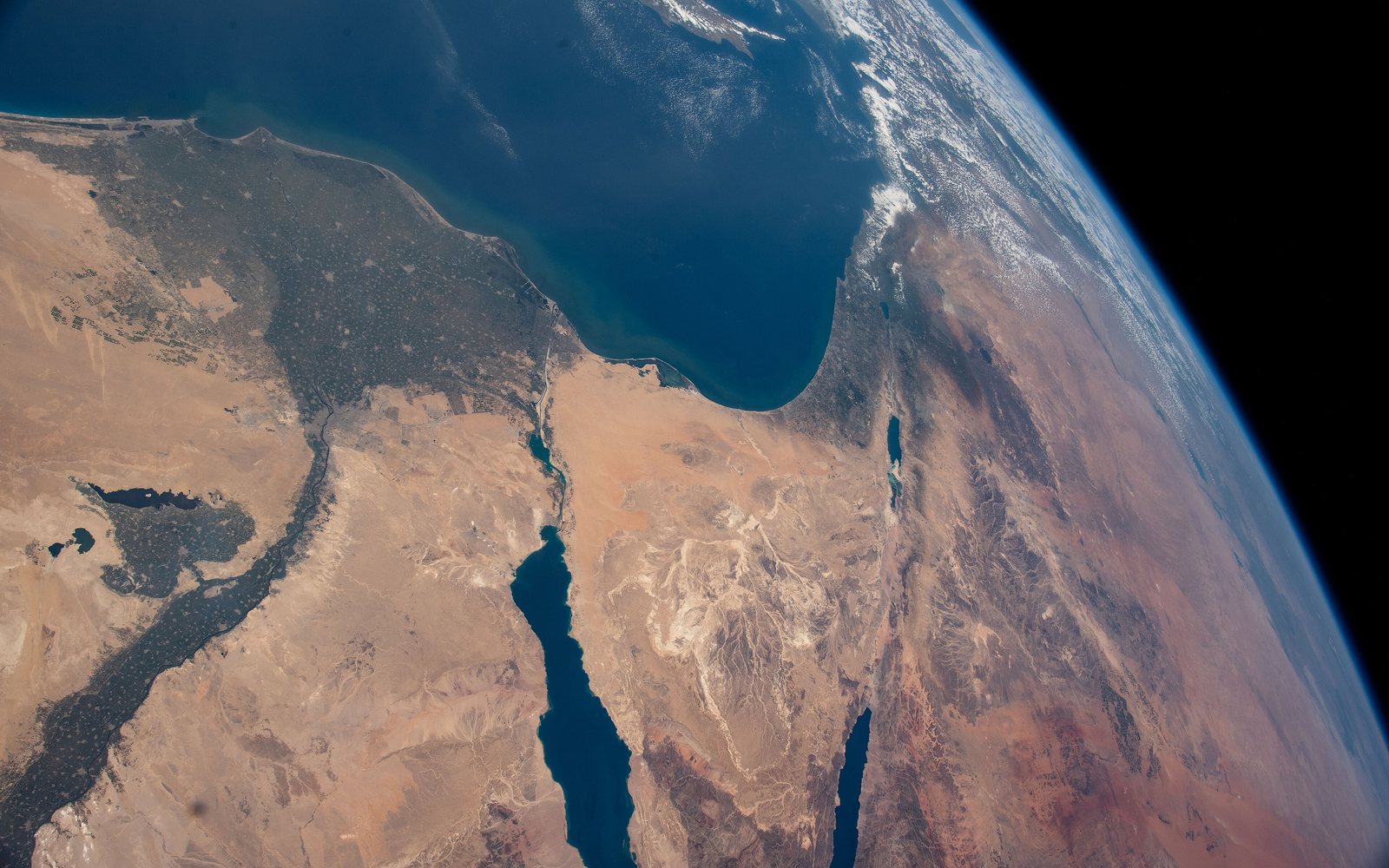 The Nile delta, Sinai and eastern Mediterranean from the ISS